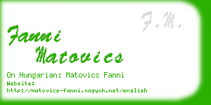 fanni matovics business card